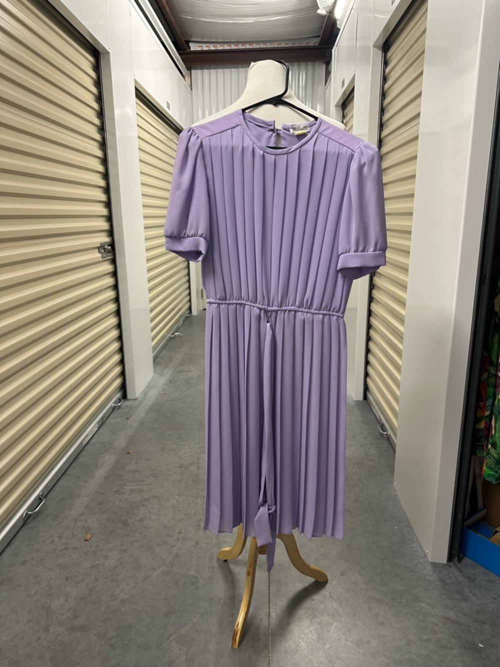 Pleated Lavender Midi Dress